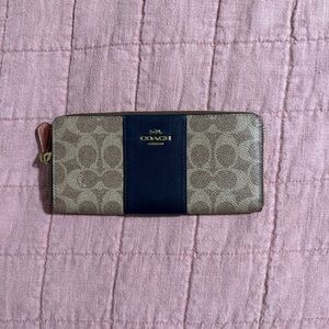 Coach Tan and Blue Signature Wallet
